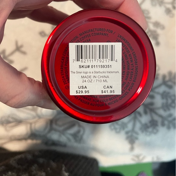 Starbucks Winter 2024. Red Metallic Studded SS Cold Cup. 24 Oz. NWT. - Picture 3 of 3